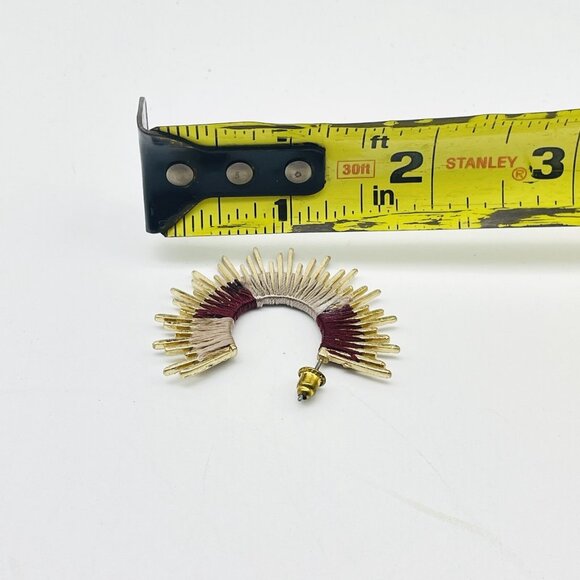 MESTIERE NY Earrings Theodora Hoop New on Card Red Gold Tone Pierced Signed - Picture 7 of 11